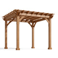 Pergola de jardin 300 x 300 x 240 cm en bois marron à toit ajouré