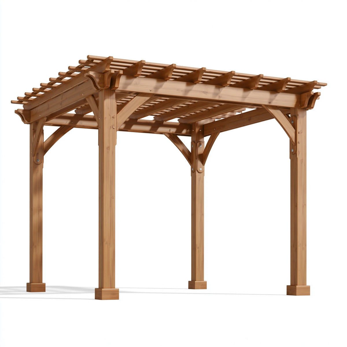 Pergola de jardin 300 x 300 x 240 cm en bois marron à toit ajouré