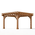 Pergola de jardin 400 x 300 x 250 cm en bois naturel avec toit ajouré