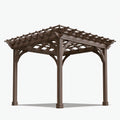 Pergola de jardin 300 x 300 x 250 cm en bois marron - structure ajourée décorative