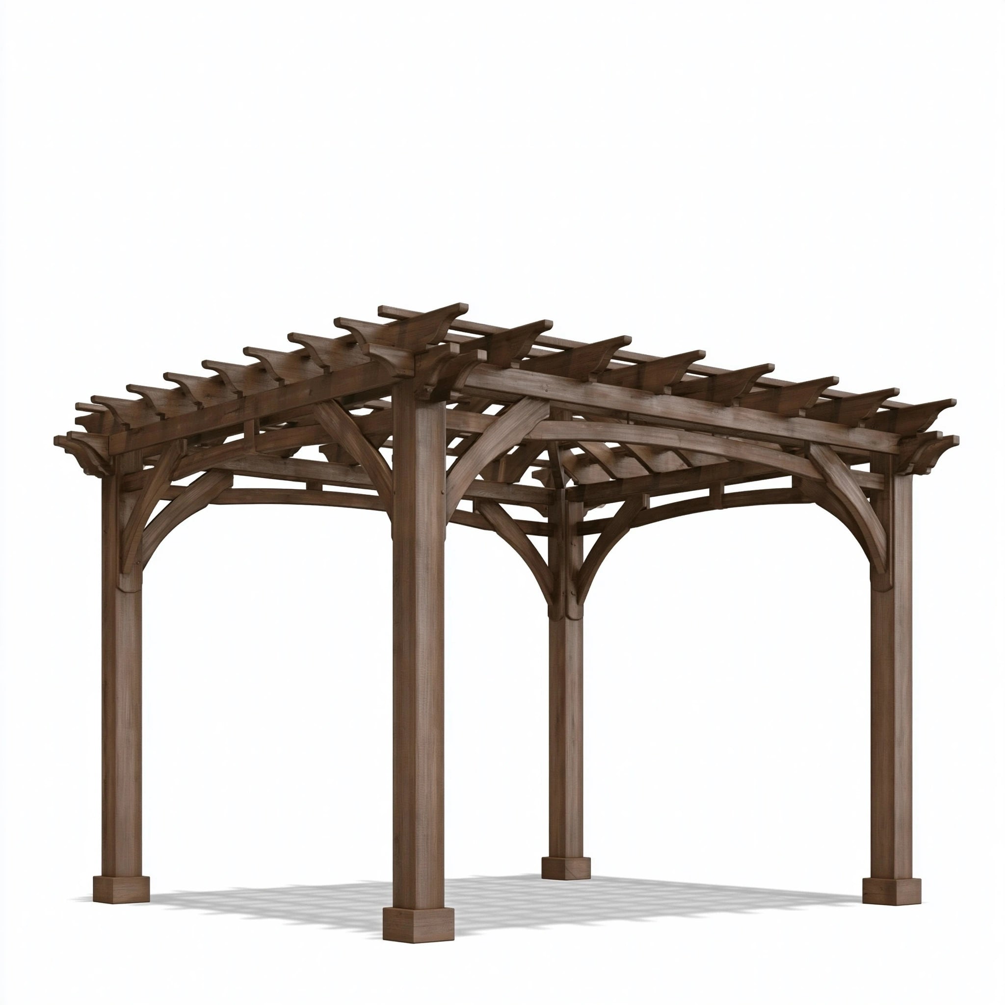 Pergola de jardin 300 x 300 x 250 cm en bois brun - structure ouverte rustique