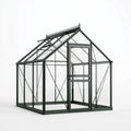 Serre de jardin 300 x 200 x 250 cm en aluminium noir et panneaux transparents style victorien