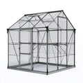 Serre de jardin 190 x 190 x 195 cm en aluminium gris avec panneaux transparents et lucarne ouvrante