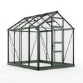 Serre de jardin 190 x 190 x 195 cm en aluminium vert foncé avec panneaux transparents et porte battante