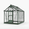 Serre de jardin 250 x 190 x 250 cm en métal vert avec vitrage transparent style victorien