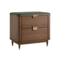 Table de chevet 60 x 42 x 58 cm en bois marron avec dessus rembourré vert style contemporain