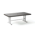 Table de jardin 160 x 90 x 75 cm en aluminium et plastique noir gris - Rectangulaire avec trou de parasol