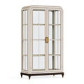 Vitrine 100 x 45 x 190 cm en bois et verre beige - portes vitrées style contemporain