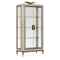 Vitrine 90 x 45 x 190 cm en verre et métal crème doré à 2 portes style Art déco